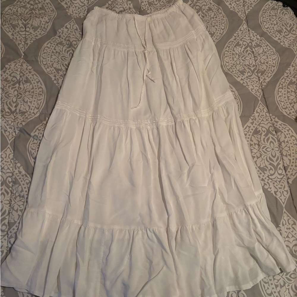 Women’s White Tiered Maxi Skirt